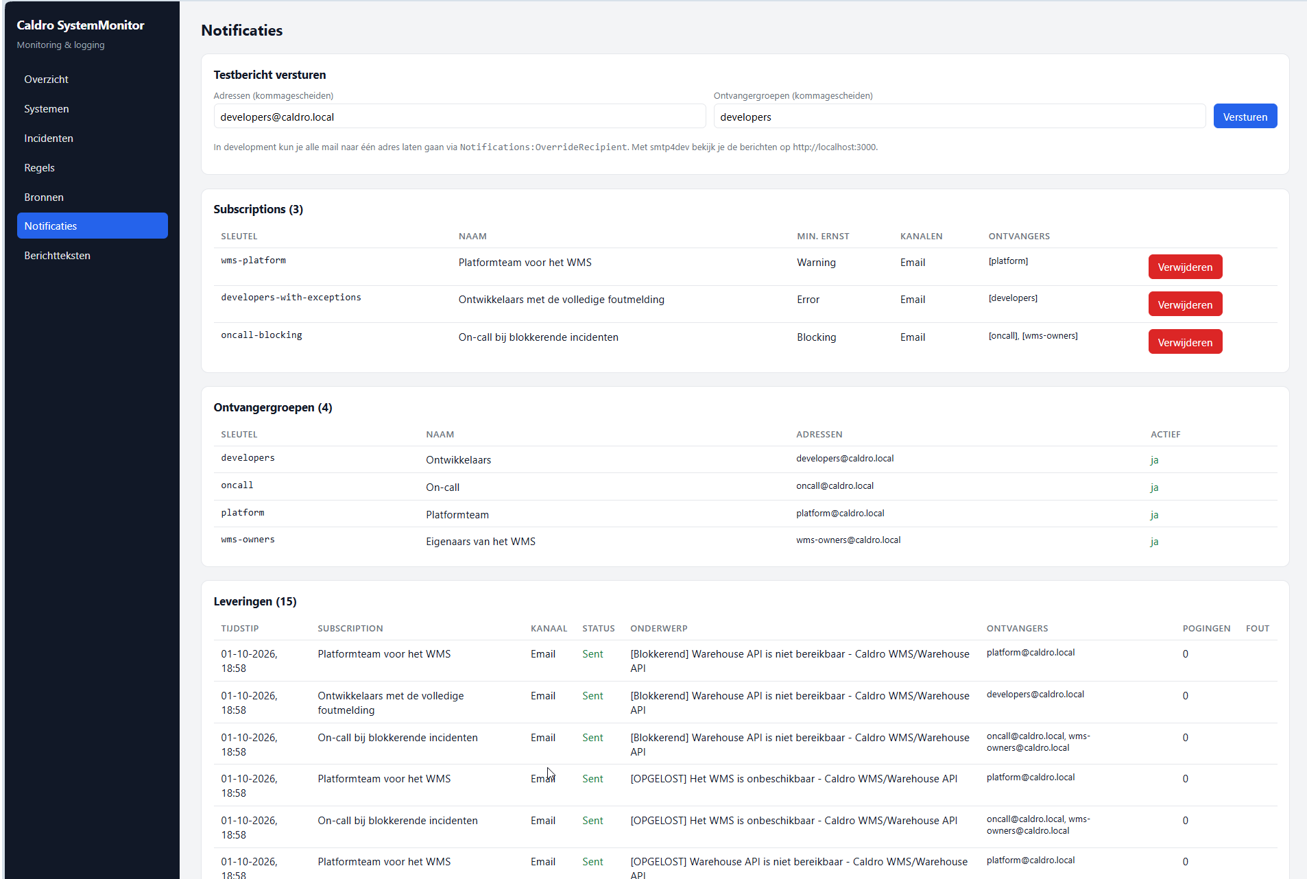 Notificaties — subscription management
